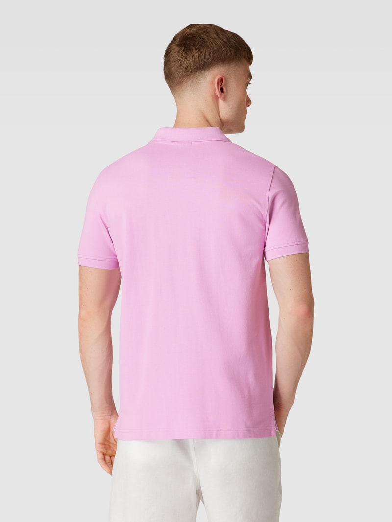 Poloshirt mit Logo-Stitching in rosa