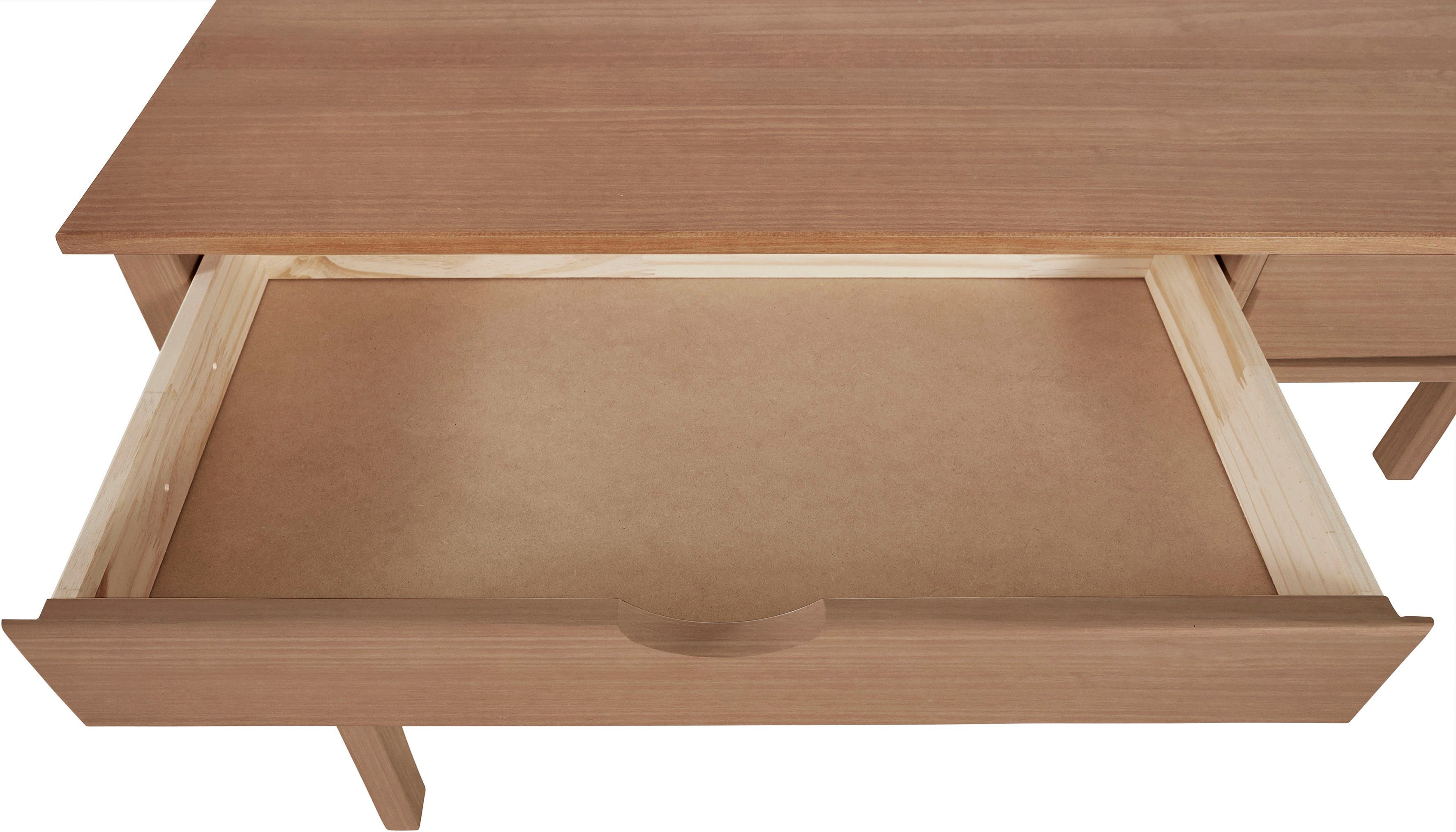 INOSIGN Schreibtisch Gava, aus massiven Kiefernholz, mit praktischen Griffmulden, Breite 140 cm