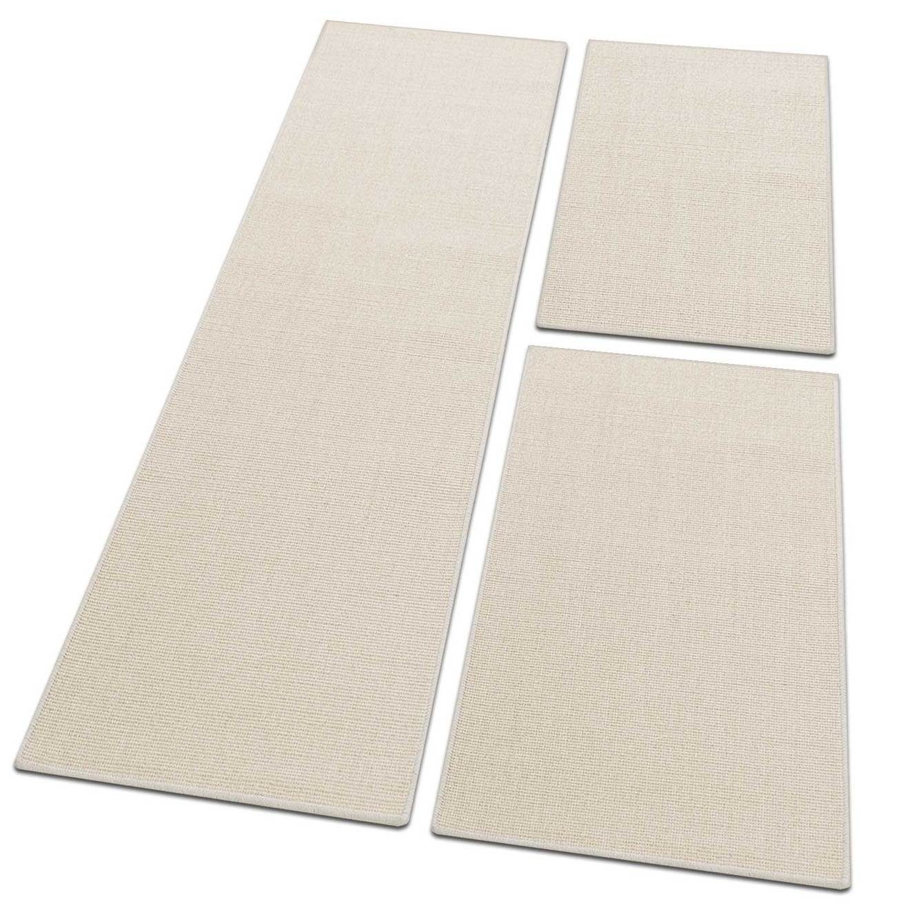Bettumrandung Peru, Teppichläufer, ideal im Schlafzimmer, 10 Farben & 3 Größen Karat, Höhe 6 mm, (3-tlg), Sisal