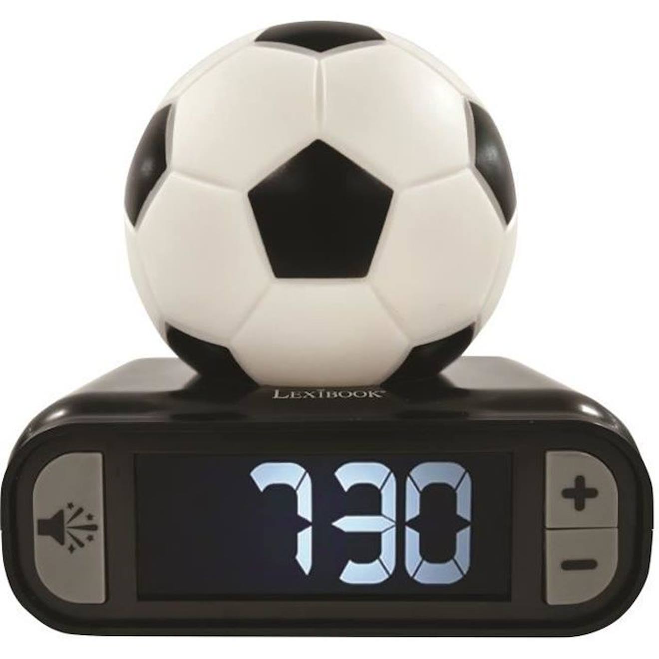 Réveil digital avec veilleuse lumineuse football en 3D et effets sonores blanc