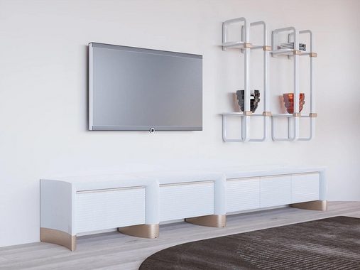 JVmoebel Wohnwand Wohnzimmer Holzmöbel TV-Ständer Design 2x Wandregale Einrichtung, (3-St., 1x TV-Ständer + 2x Wandregale), Made in Europa