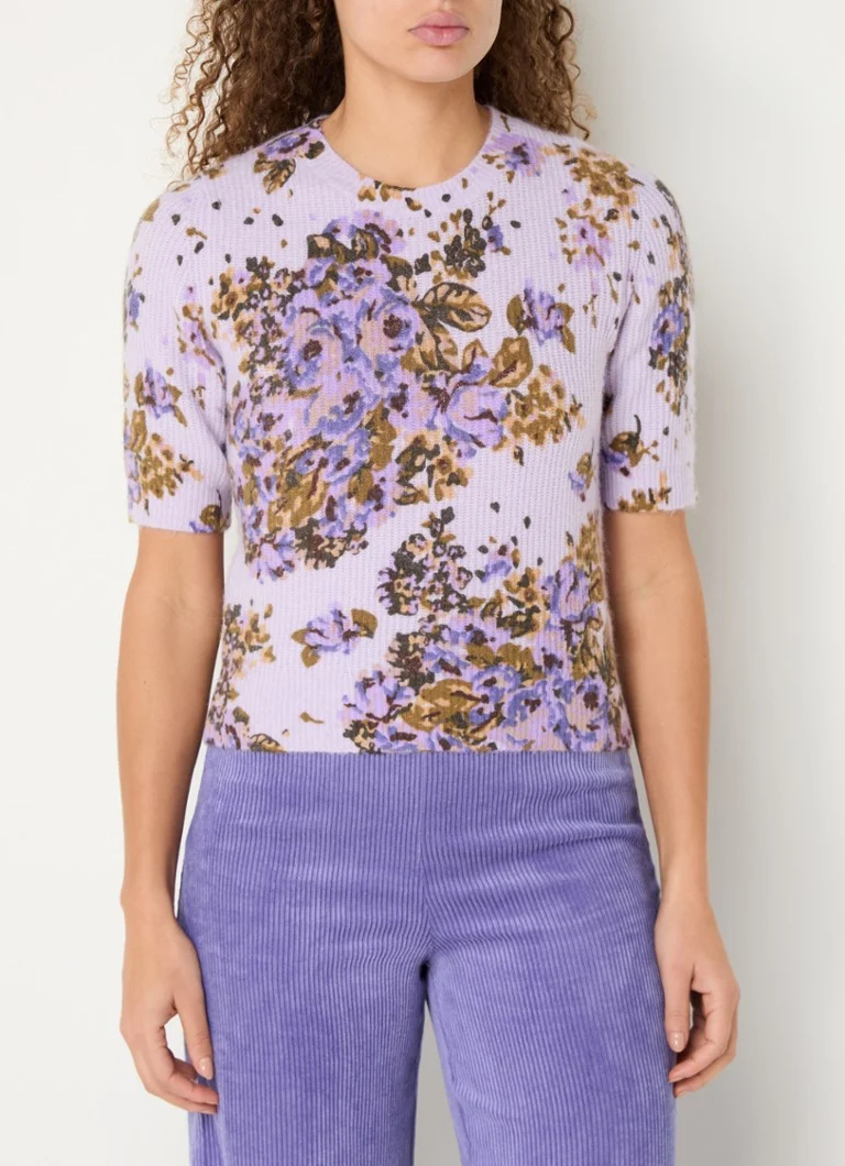 Benetton Fine-knit top in wool blend with floral print