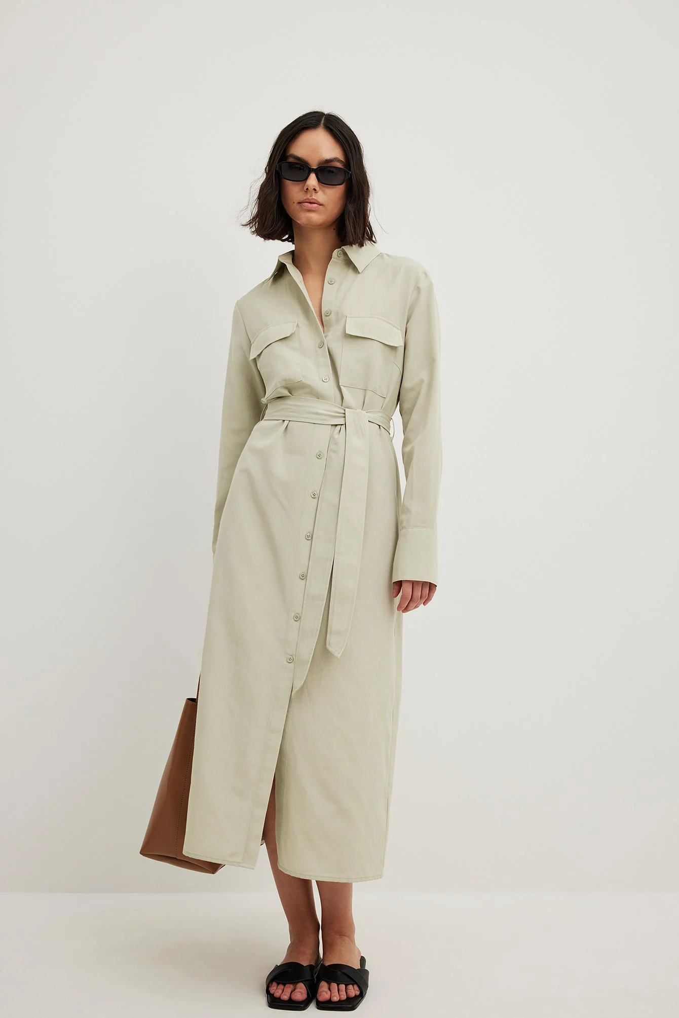 Langärmeliges Hemdblusenkleid