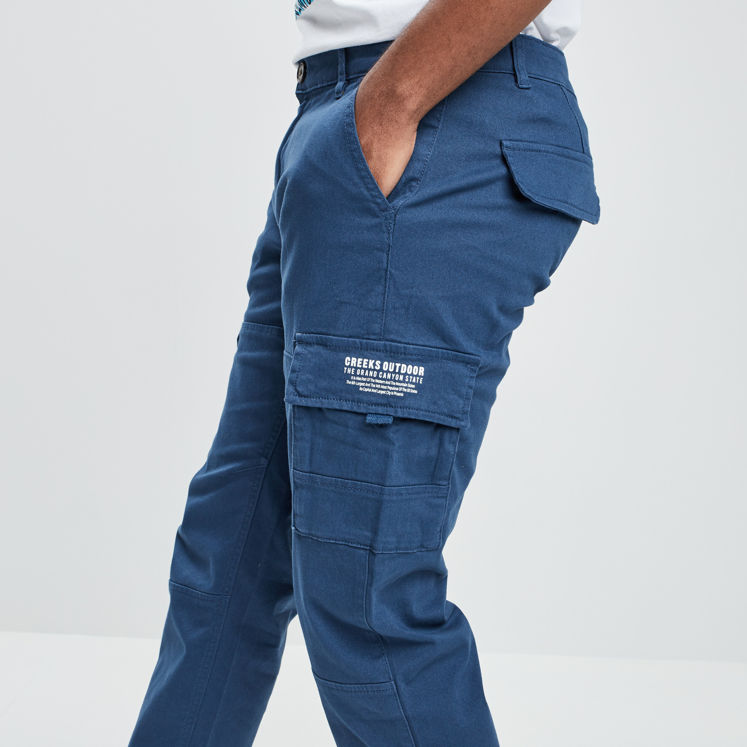 Pantalon cargo bleu pétrole homme | La Halle