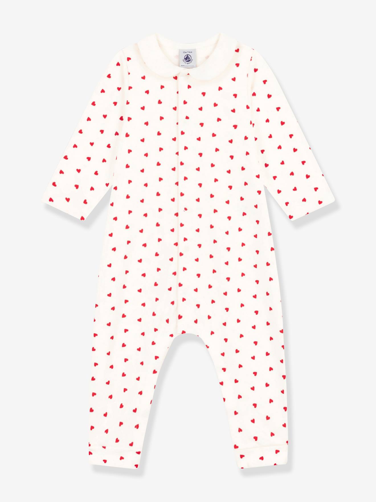Petit Bateau Baby Overall mit Herzen PETIT BATEAU - weiß bedruckt