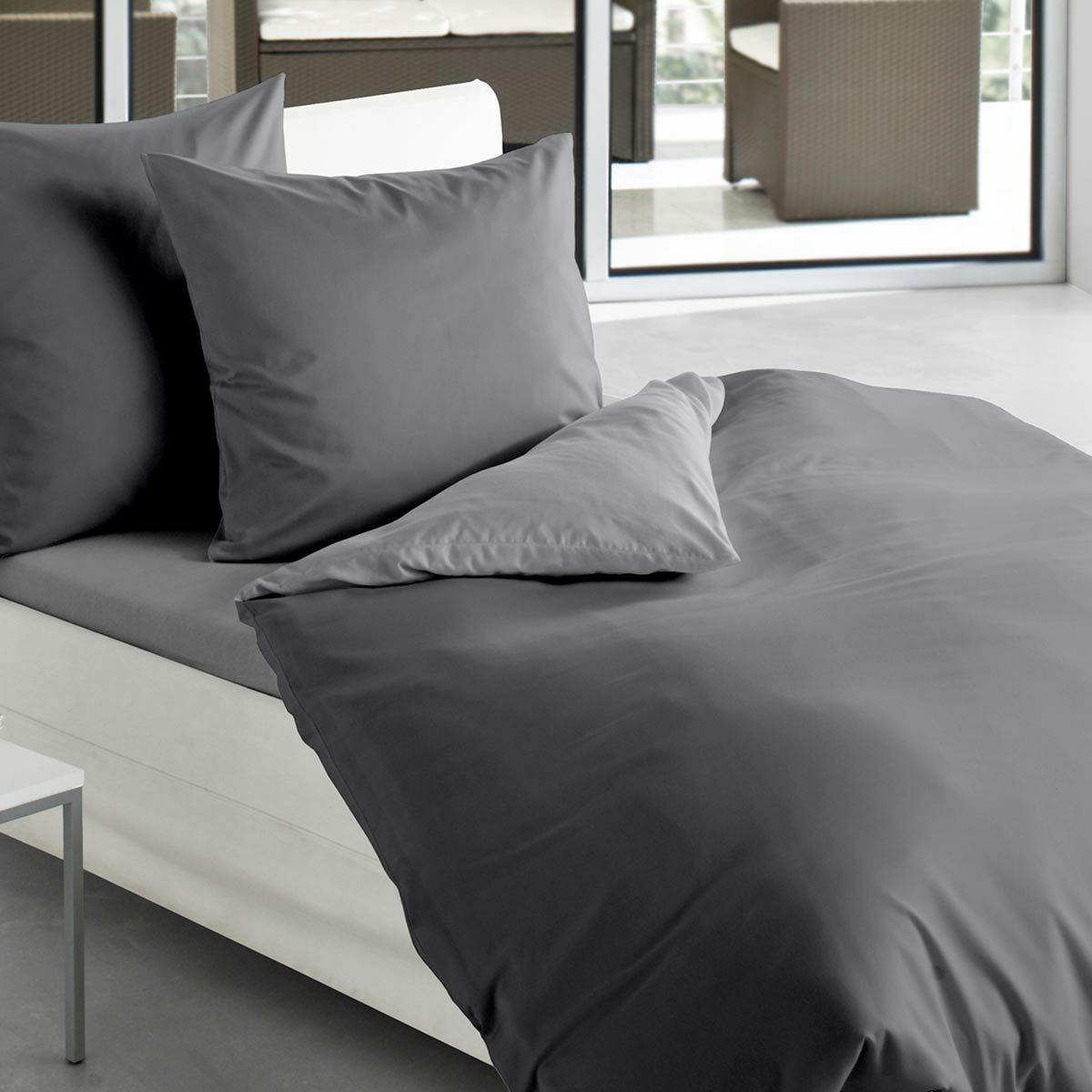 Traumschlaf Mako-Satin Uni Wendebettwäsche Premium