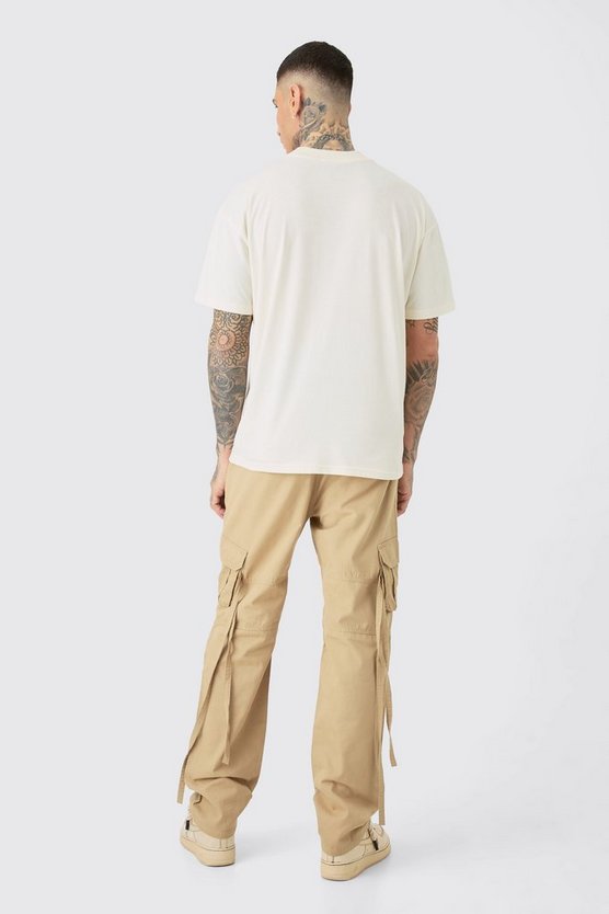 Tall gerade Ripstop Cargohose mit elastischem Bund