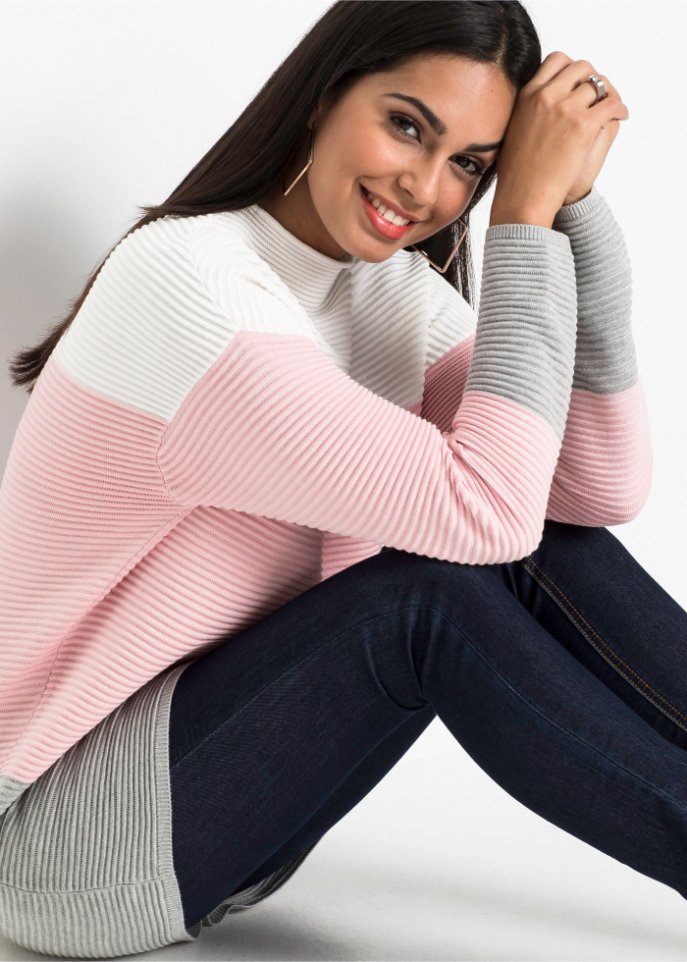 Gestreifter Long-Pullover