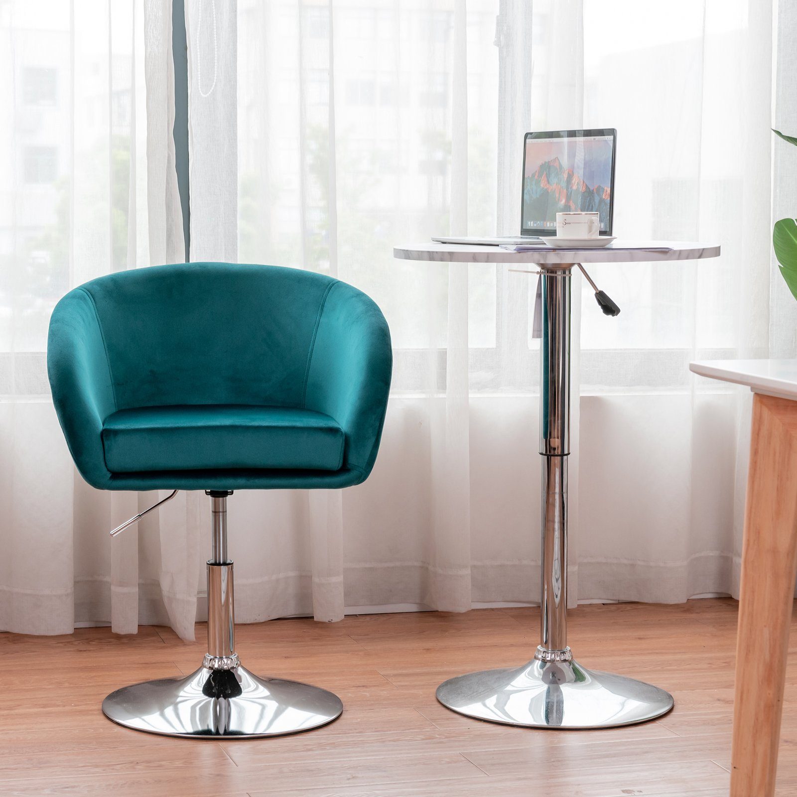 COSTWAY Polsterstuhl Akzentstuhl höhenverstellbar, 360° drehbar, bis 120kg