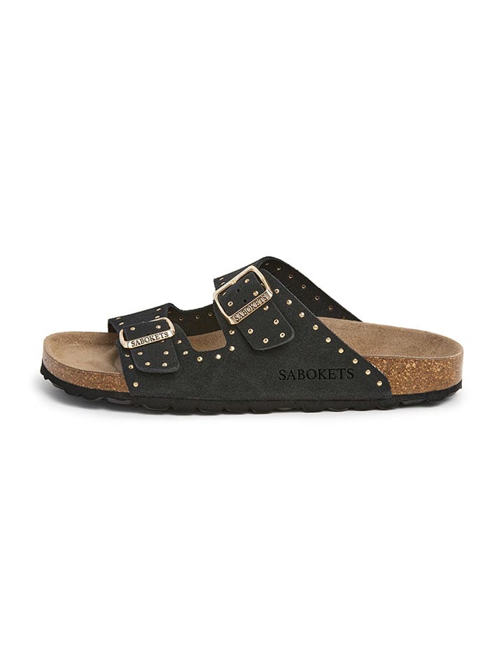 SABOKETS Leder-Pantoletten in Schwarz günstig kaufen