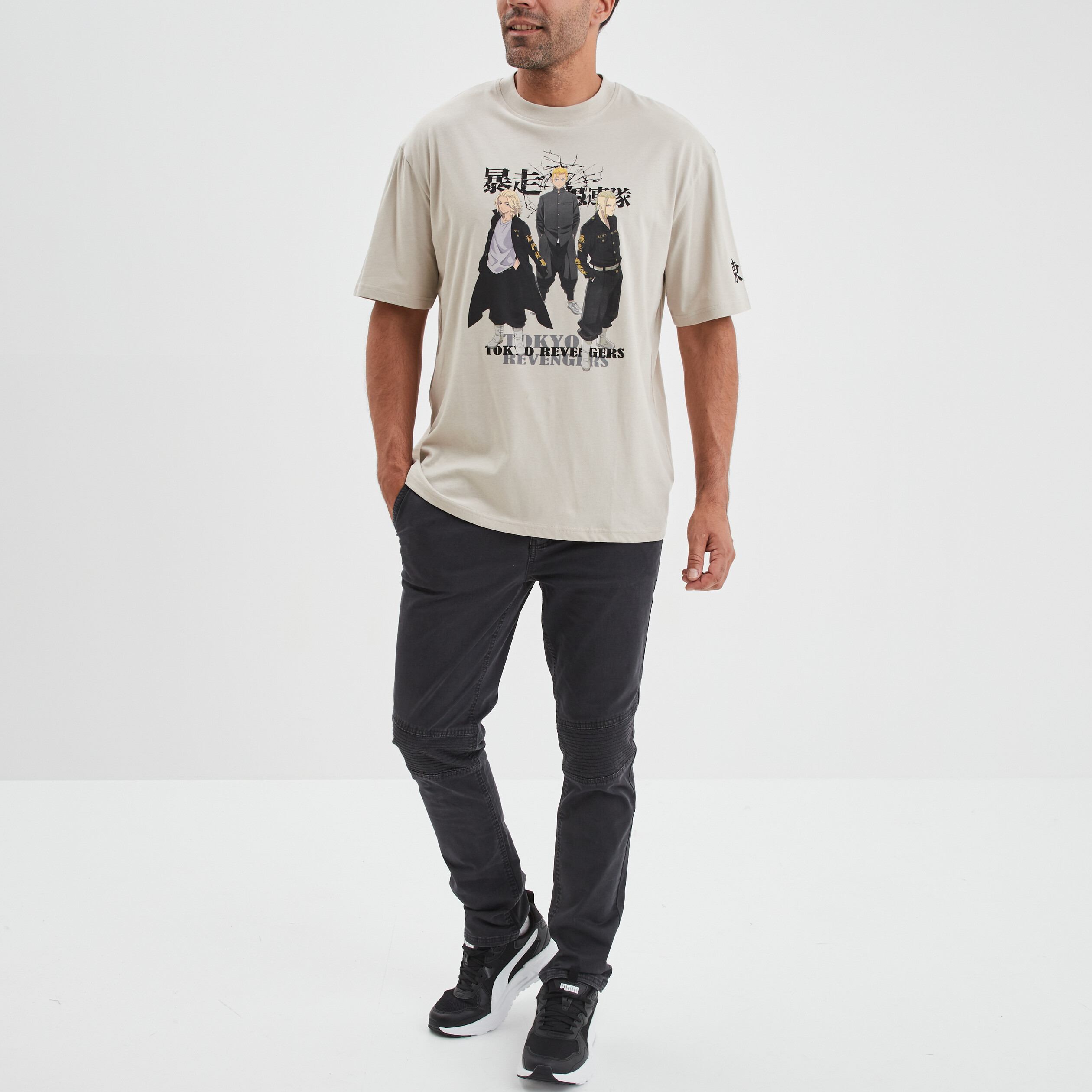 T-shirt col rond coton Tokyo Revengers sable homme | La Halle