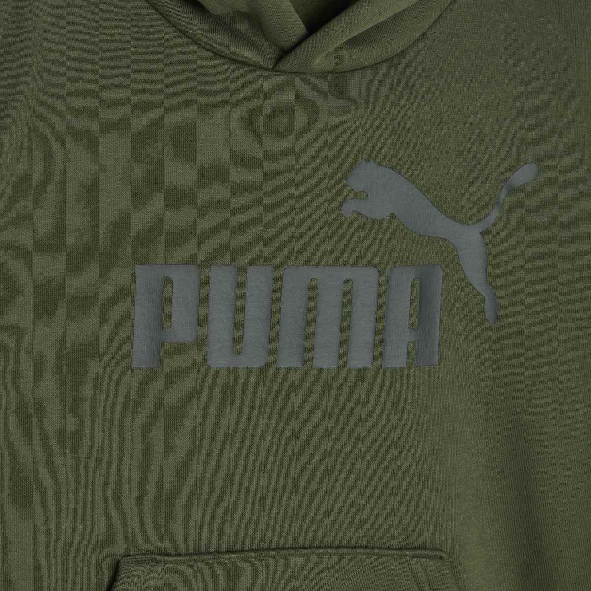 PUMA – Khakifärgad huvtröja för barn med stor logga