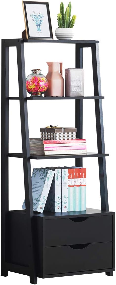 Costway COSTWAY Bücherregal, Standregal mit 2 Schubladen & 2 Ablagen