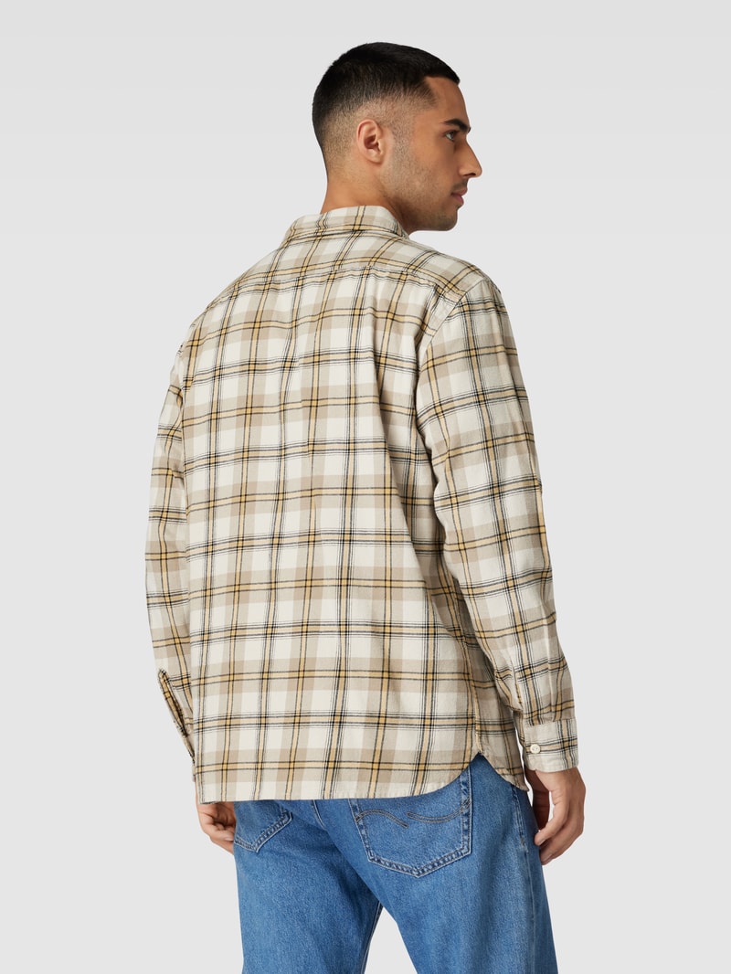 Relaxed Fit Freizeithemd mit Gitterkaro Modell 'CLASSIC WORKER' in hellbraun meliert