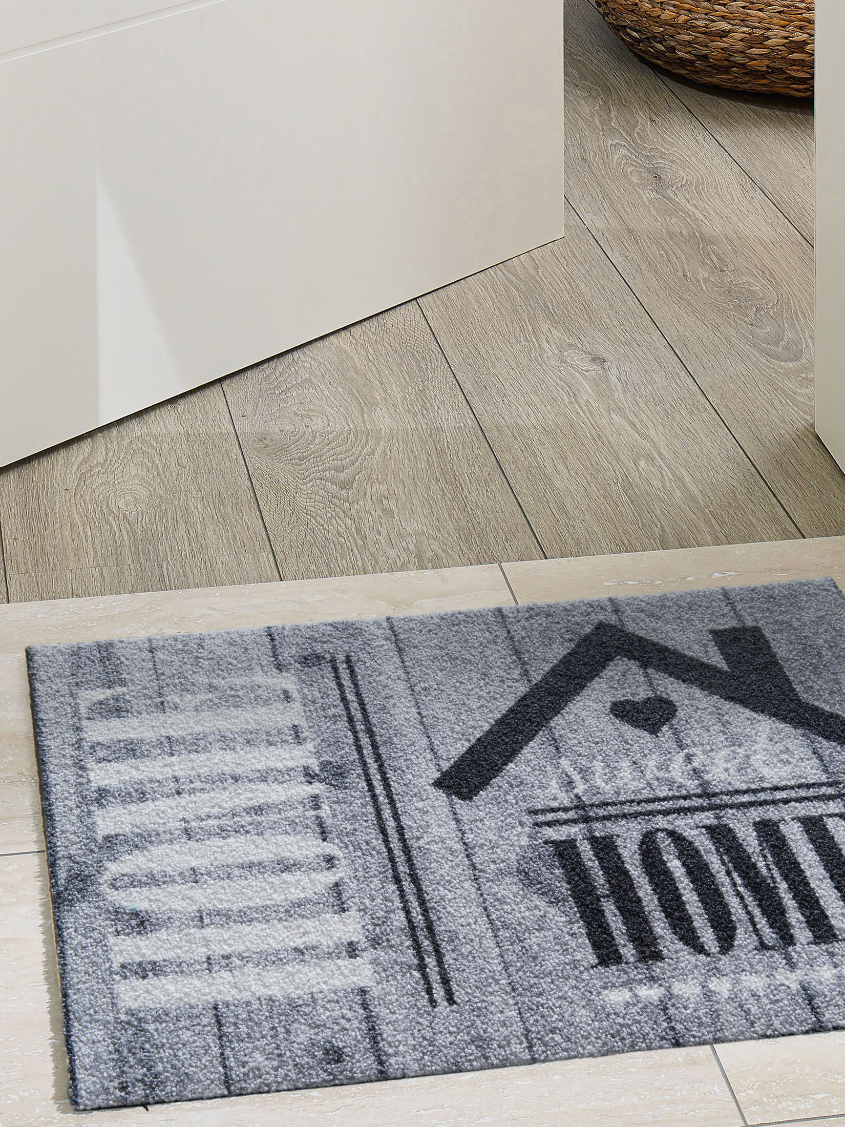 Vintage Wood Sauberlaufmatte, Home Sweet Grey