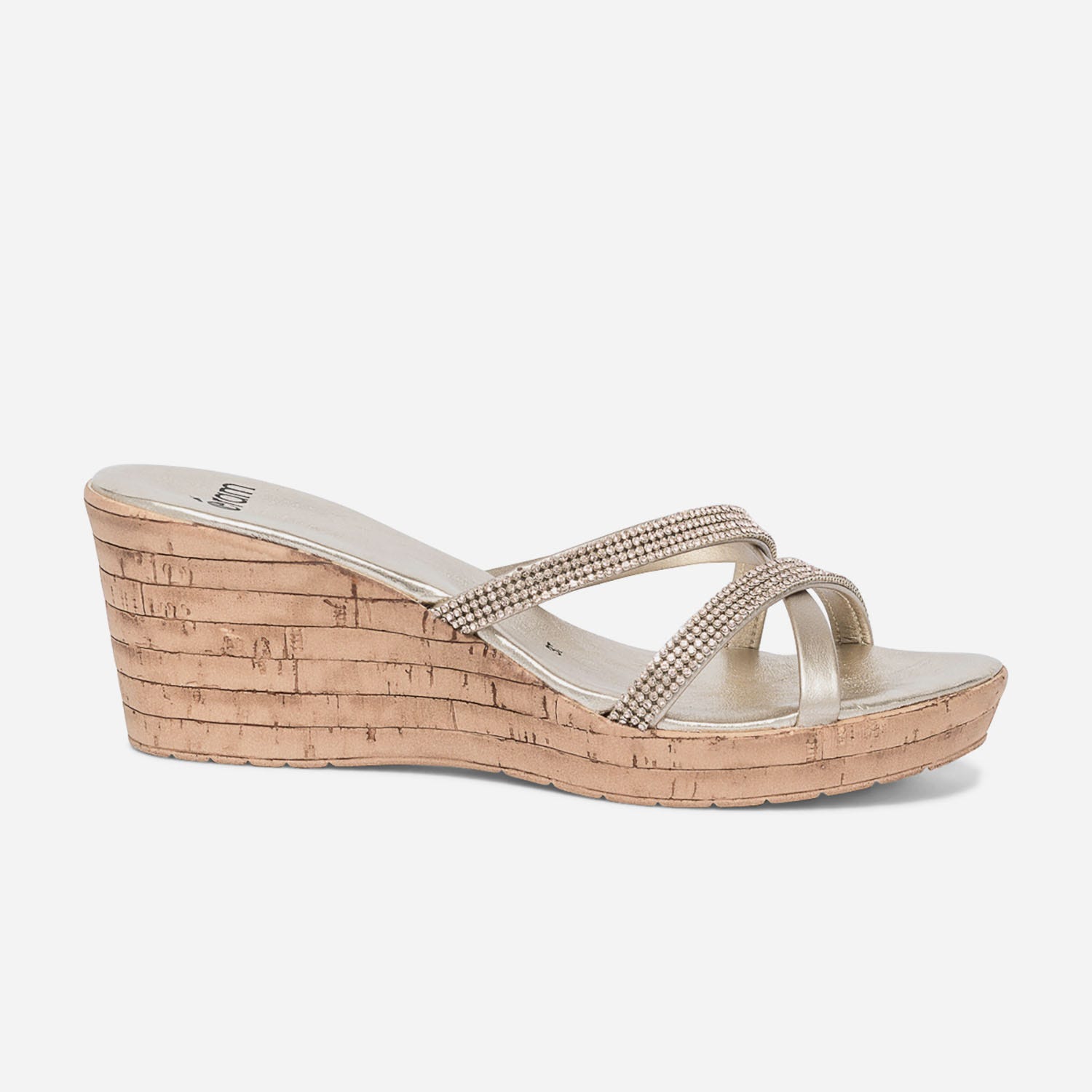 Mule or à brides strassées