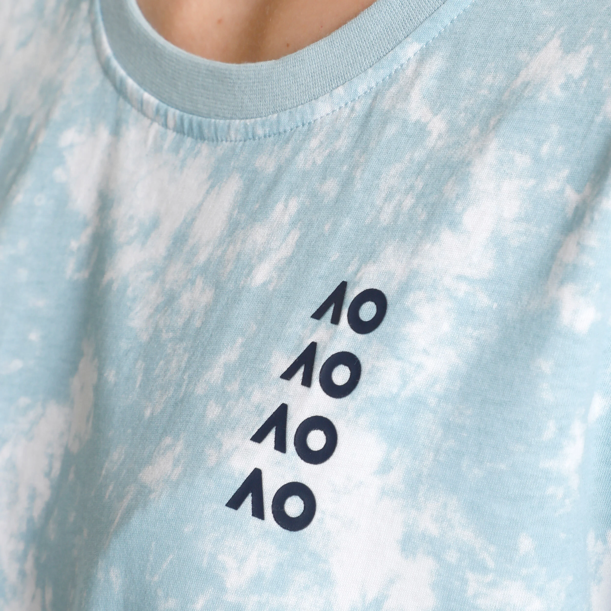 AO Tie Dye Cropped T-Shirt Damen - Hellblau, Weiß