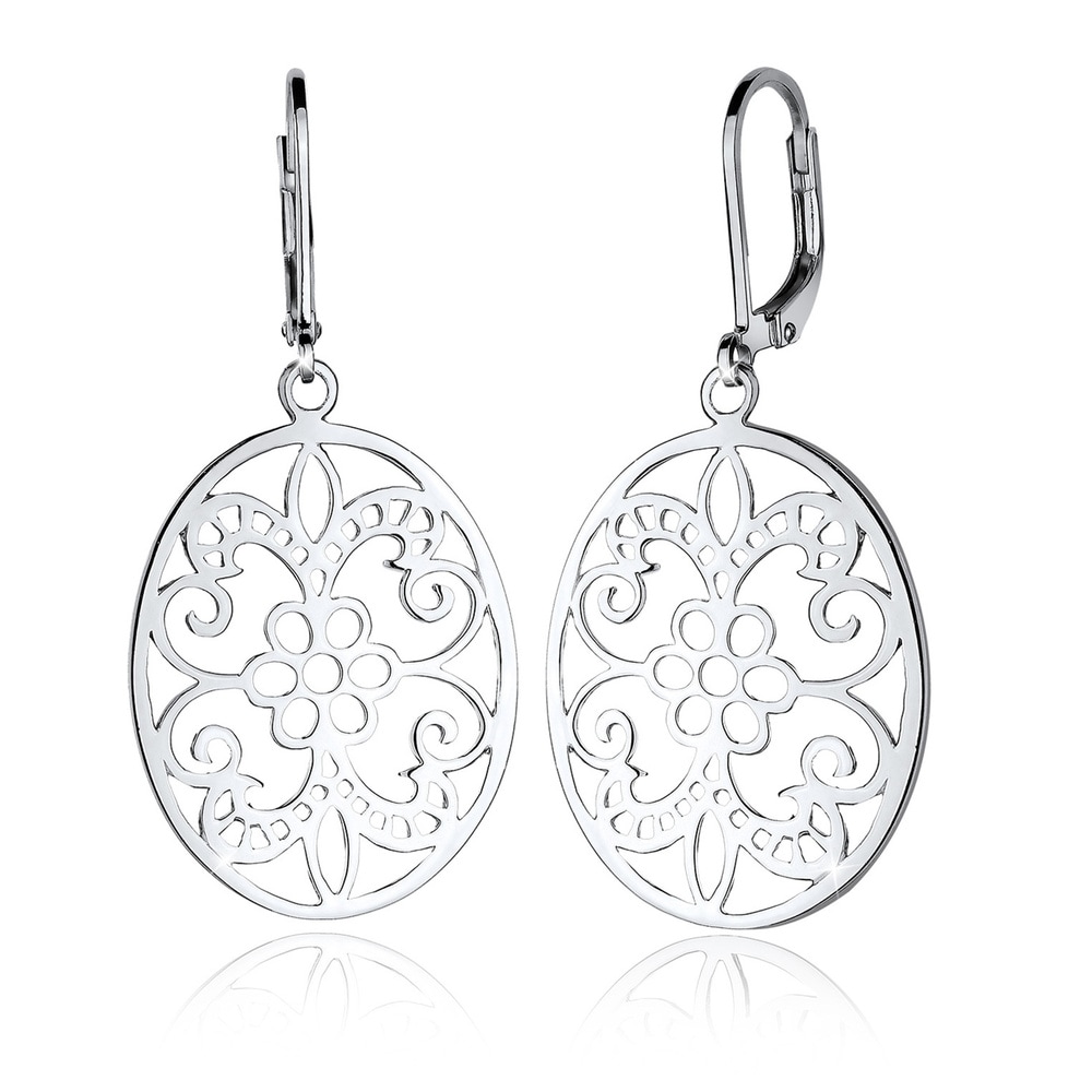 Elli Elli Boucles d'Oreilles Femmes Ornement Féminin Floral en Argent Sterling 925 Boucles d'oreilles