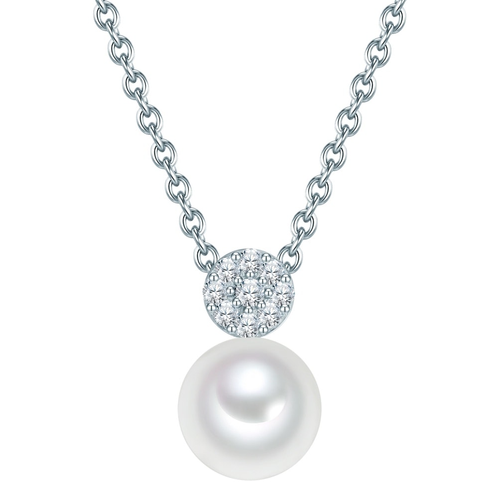 Valero Pearls Chaîne Argent sterling Oxyde de zirconium (CZ) Perle de culture d'eau douce en Ar collier