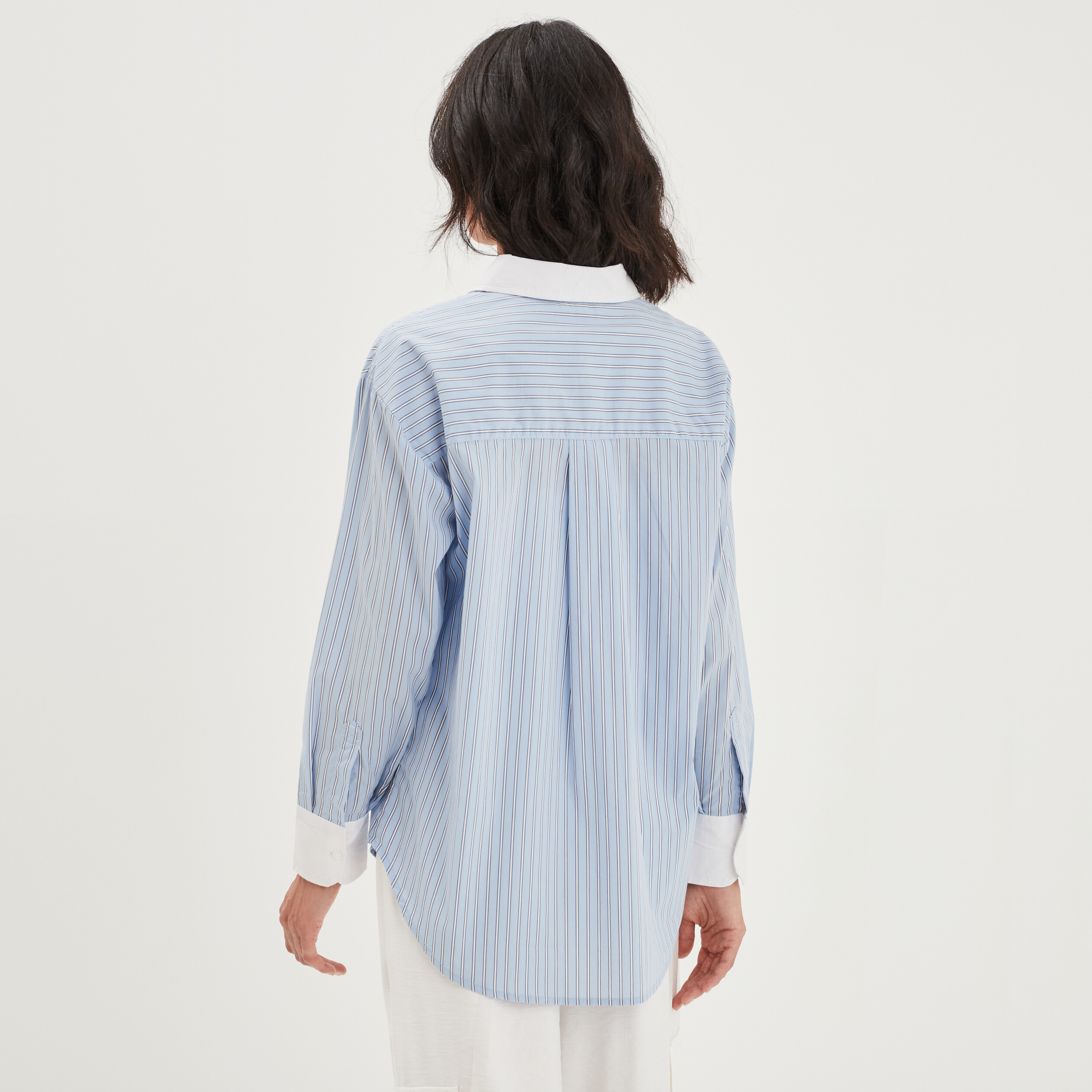 Chemise oversize manches longues bleu ciel femme | La Halle