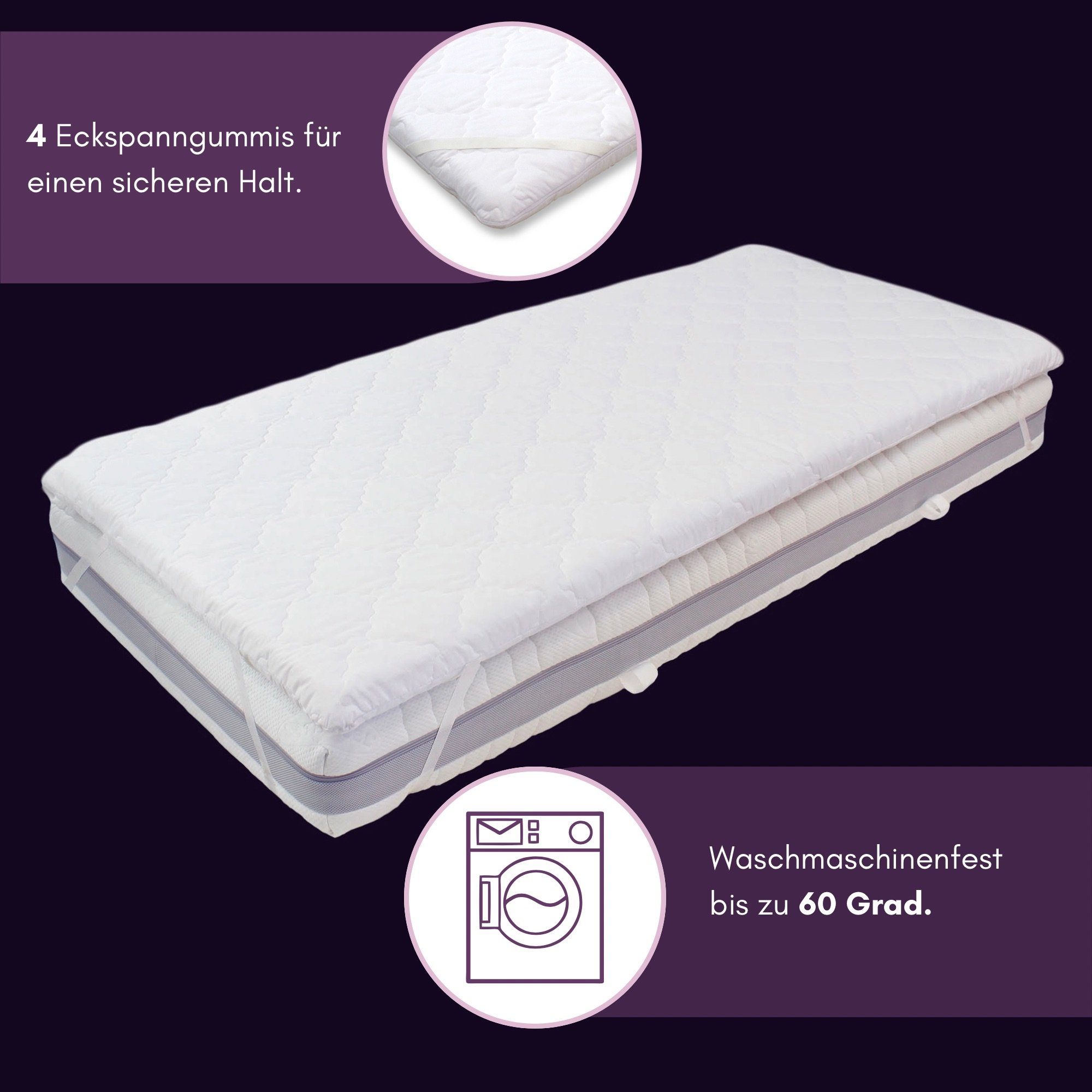 Topper NightGel Matratzenauflage - Topper, MSS e.K., 6 cm hoch, Gelschaum, Topper, Rutschfest, 4-Eckspanngummis
