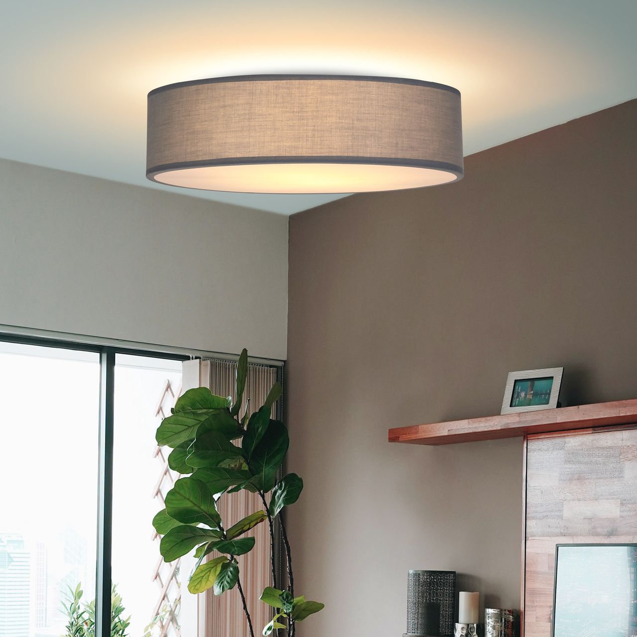 Casaria monzana® Deckenlampe Grau Stoff Ø38cm