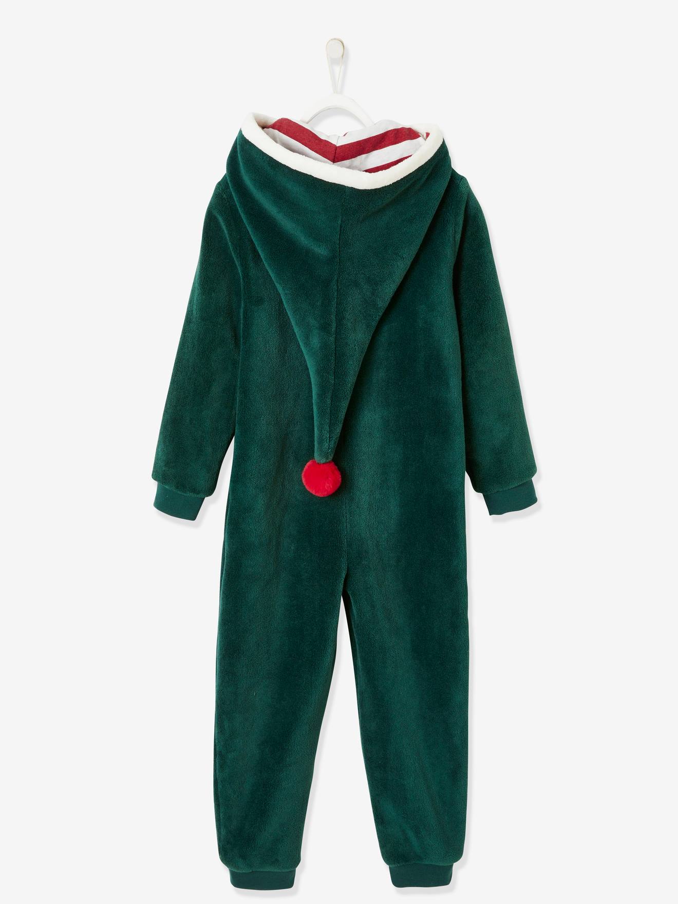 Vertbaudet Jungen Plüsch-Overall, Onesie WICHTEL - grün