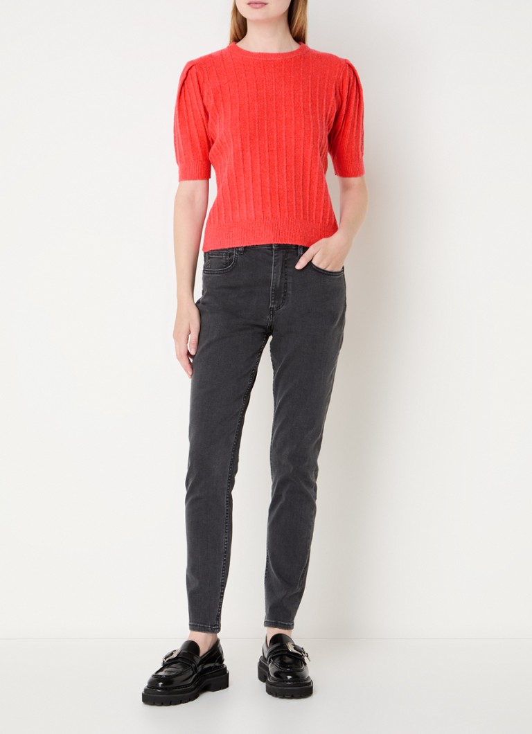French Connection Lola fine knitted top in wool blend with round neck