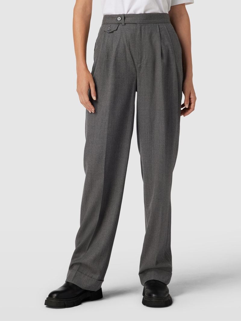 Bundfaltenhose mit Strukturmuster Modell 'TUMELO' in anthrazit