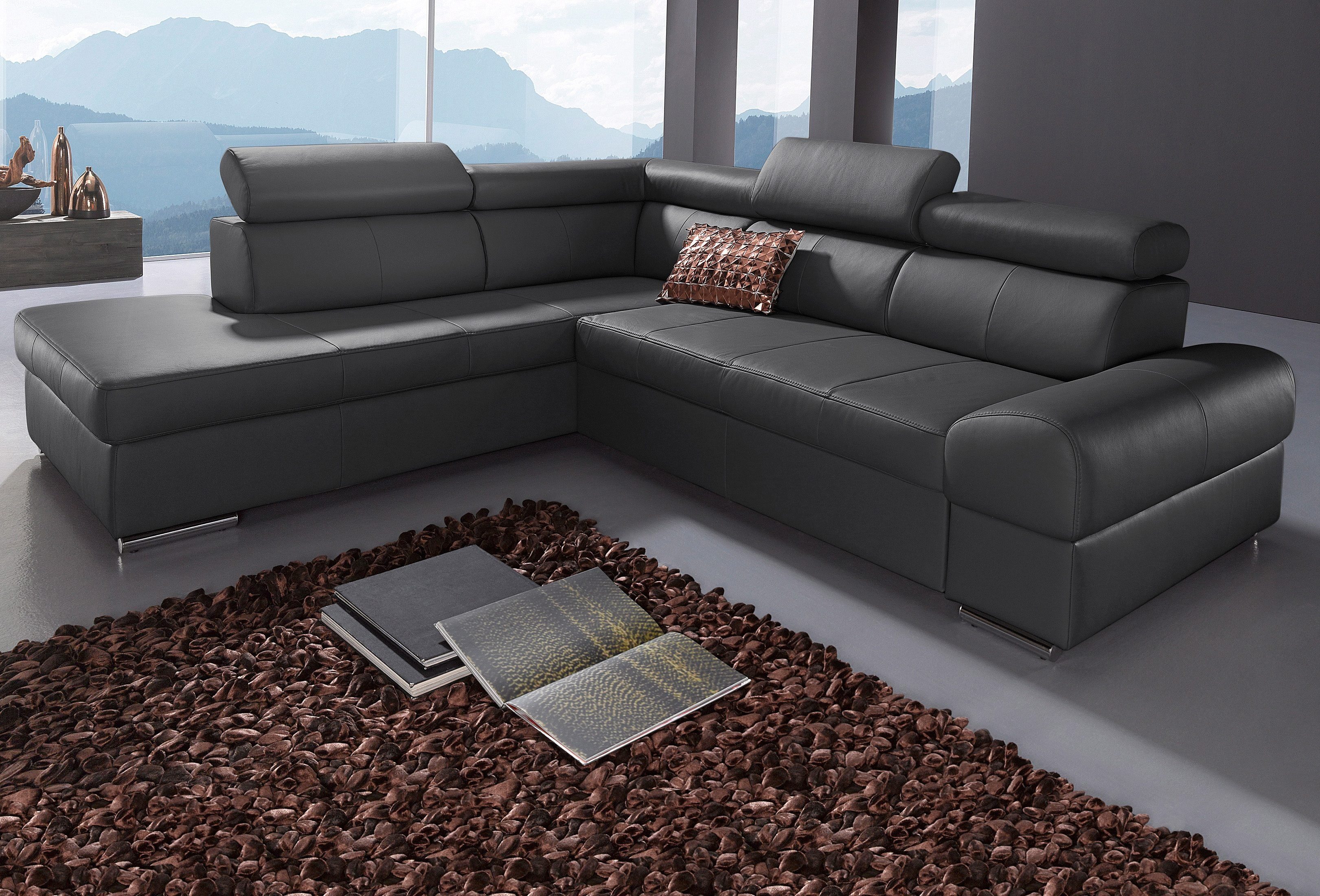 sit&more Ecksofa Broadway, mit verstellbaren Kopfteilen, wahlweise mit Bettfunktion