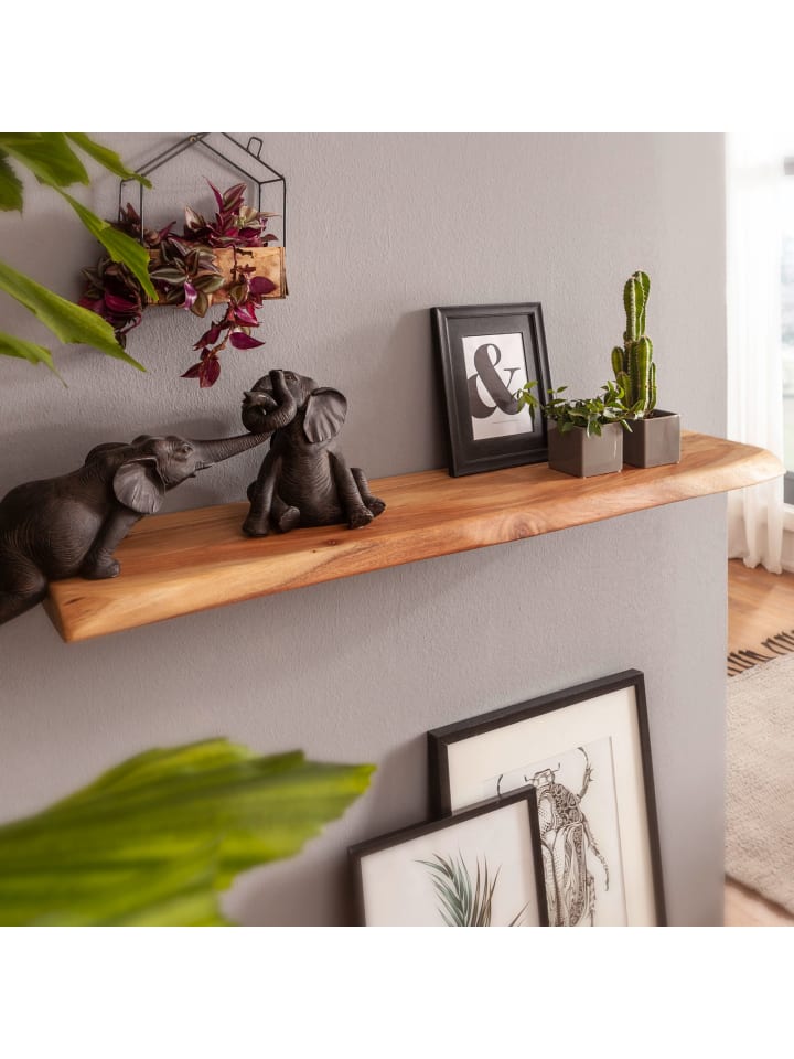 KADIMA DESIGN Wandregal mit Baumkante Massivholz 80 cm, Design Schweberegal günstig kaufen