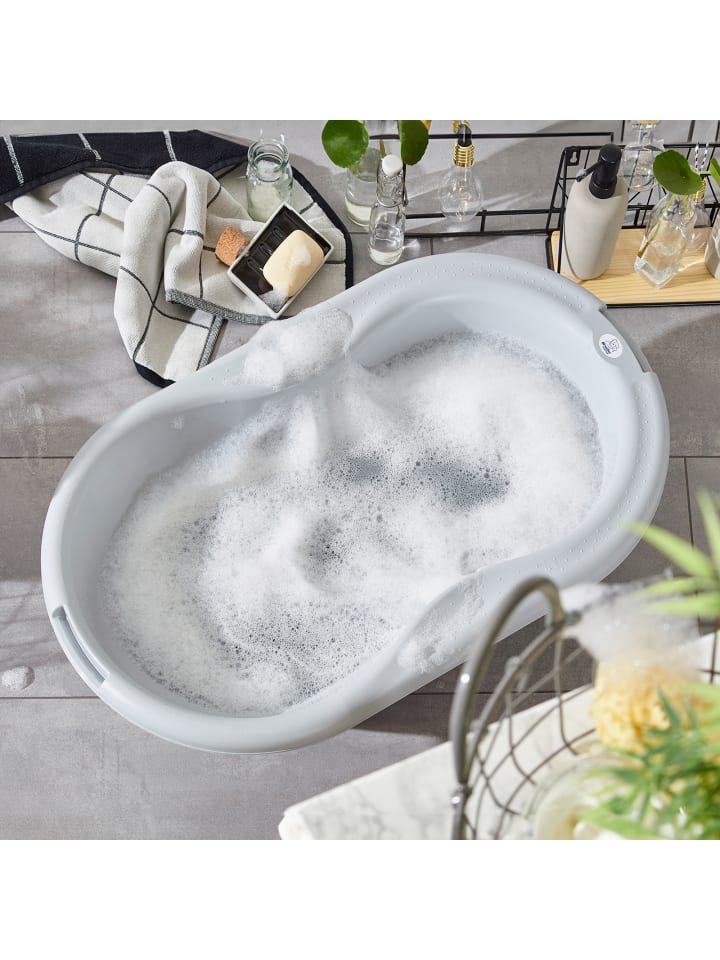 Rotho Babydesign Babybadewanne mit Antirutschmatte in der Innenseiten in stone grey günstig kaufen onesize