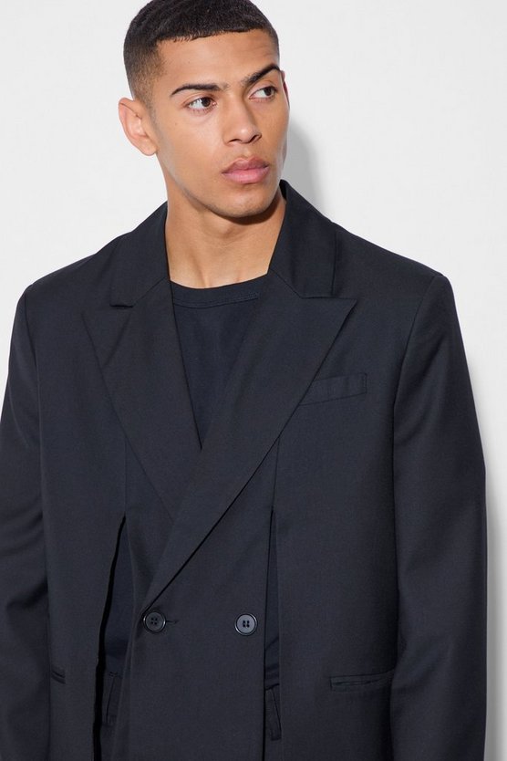 Oversize Anzugjacke mit geteiltem Saum