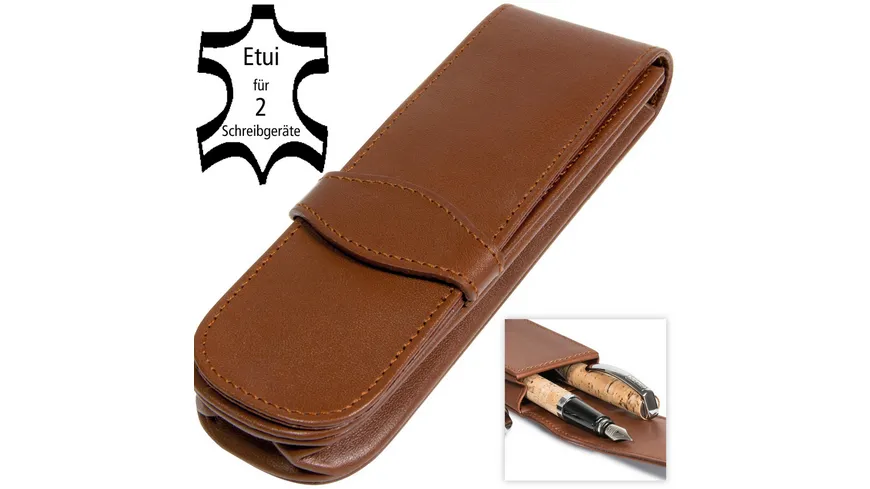 ONLINE Lederetui classic brown für 2 Stifte