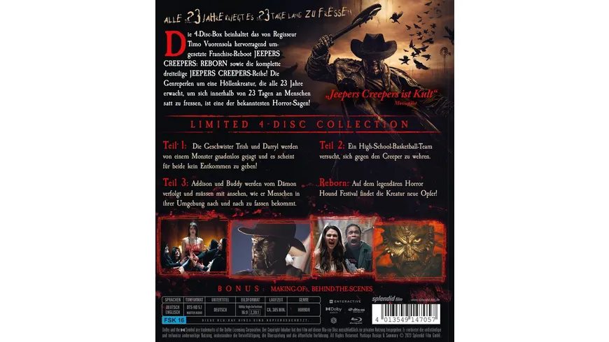 Jeepers Creepers Limited 4-Disc Collection LTD.  [4 BRs]