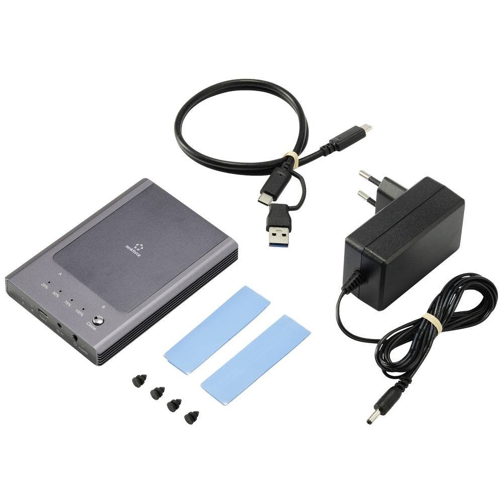 Renkforce Festplatten-Dockingstation M.2 SSD Zweifach-Gehäuse mit 1:1 Kopierfunktion, mit Clone-Funktion