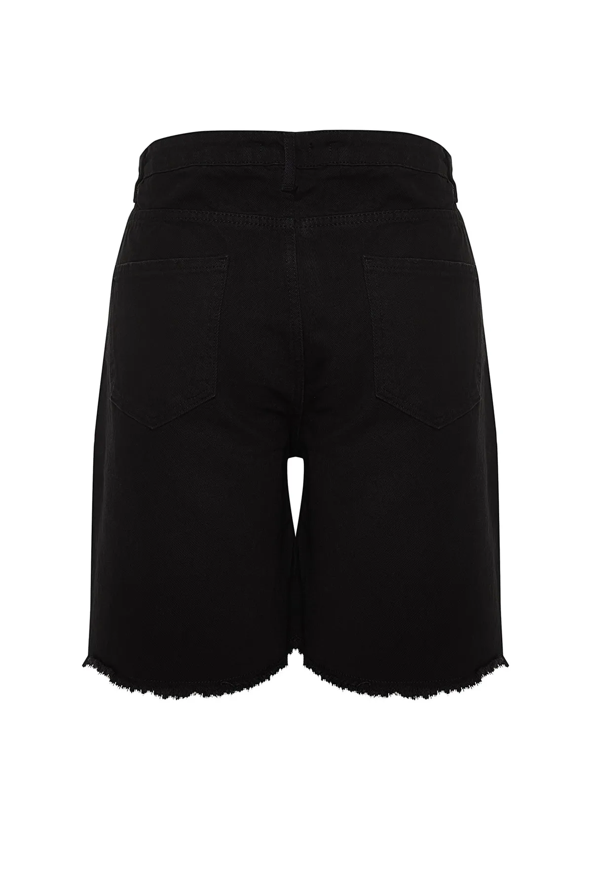Trendyol Curve  Schwarze Jeansshorts mit hoher Taille und gerader Passform TBBSS22JE00012
