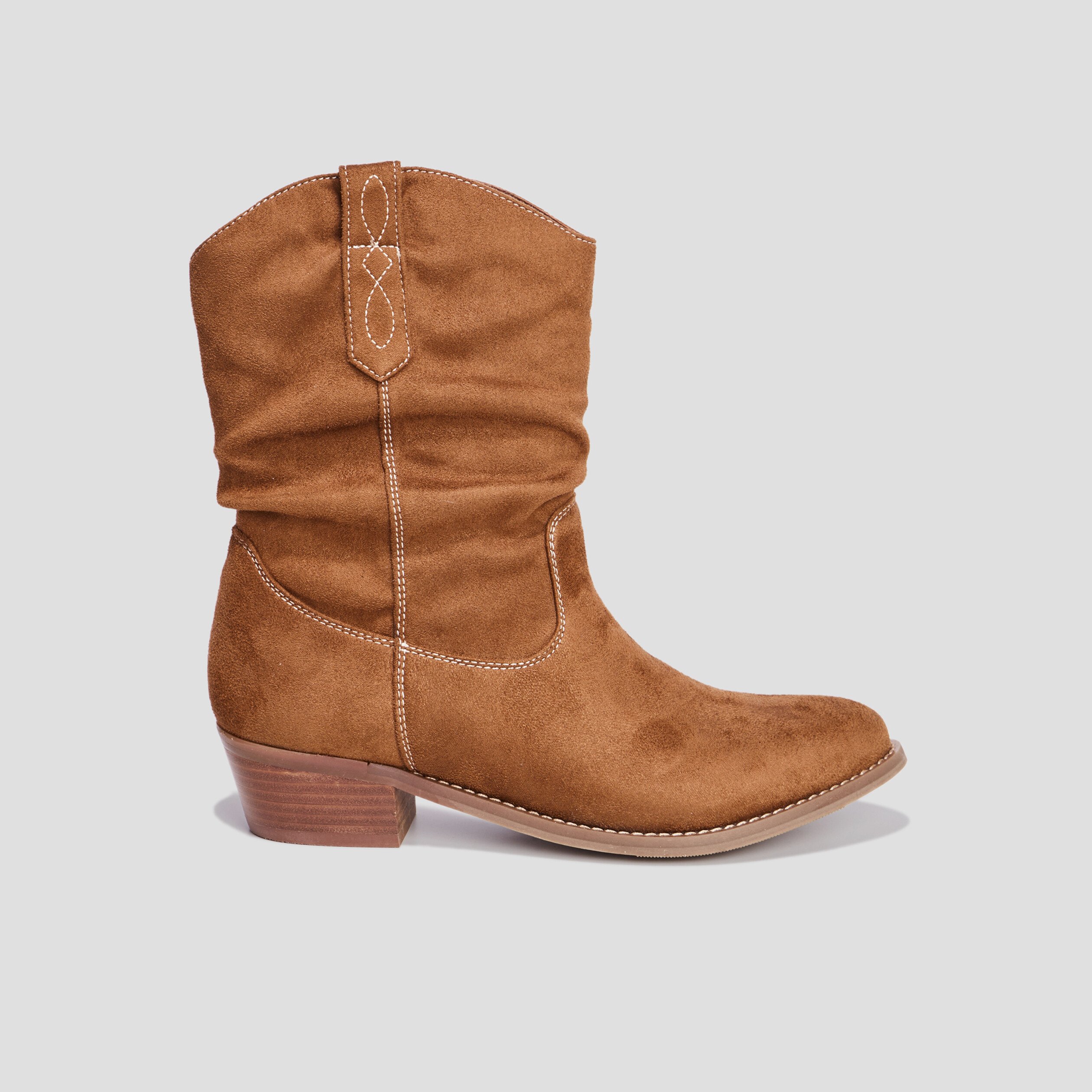 Boots hautes Santiags esprit western marron femme | La Halle