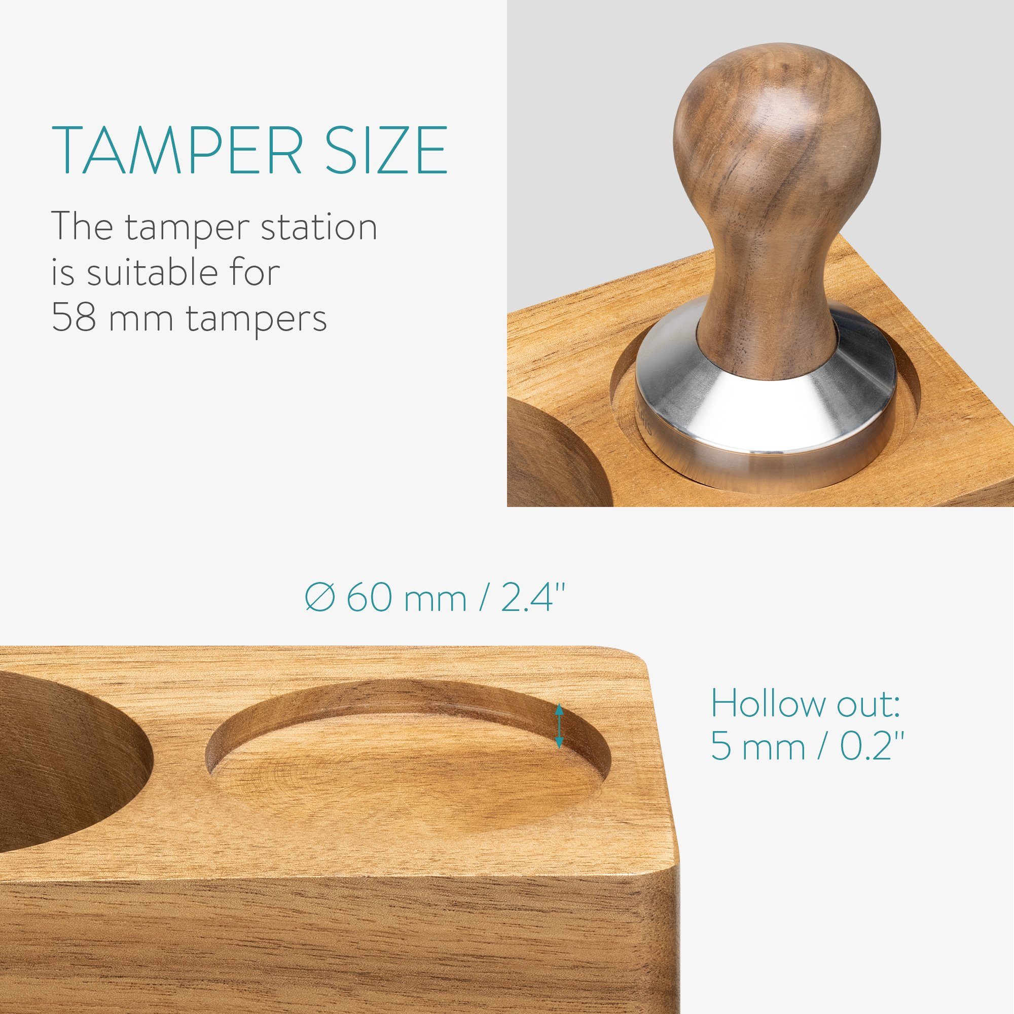Navaris Kaffeebereiter Tamperstation 51mm/58mm - Holz Tamper Station für Siebträger