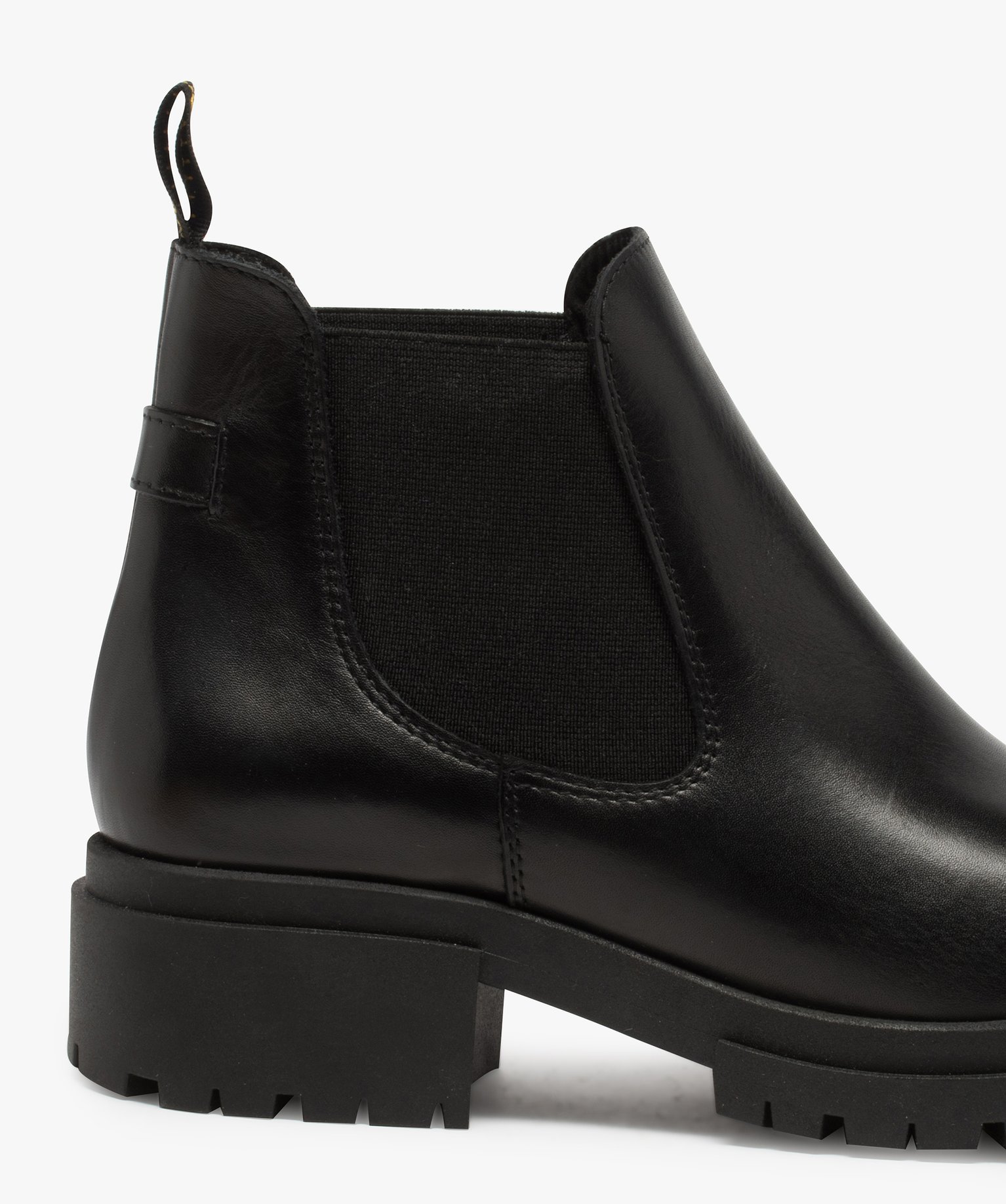 Boots femme style chelsea unis à talon carré et semelle cr... noir | GEMO
