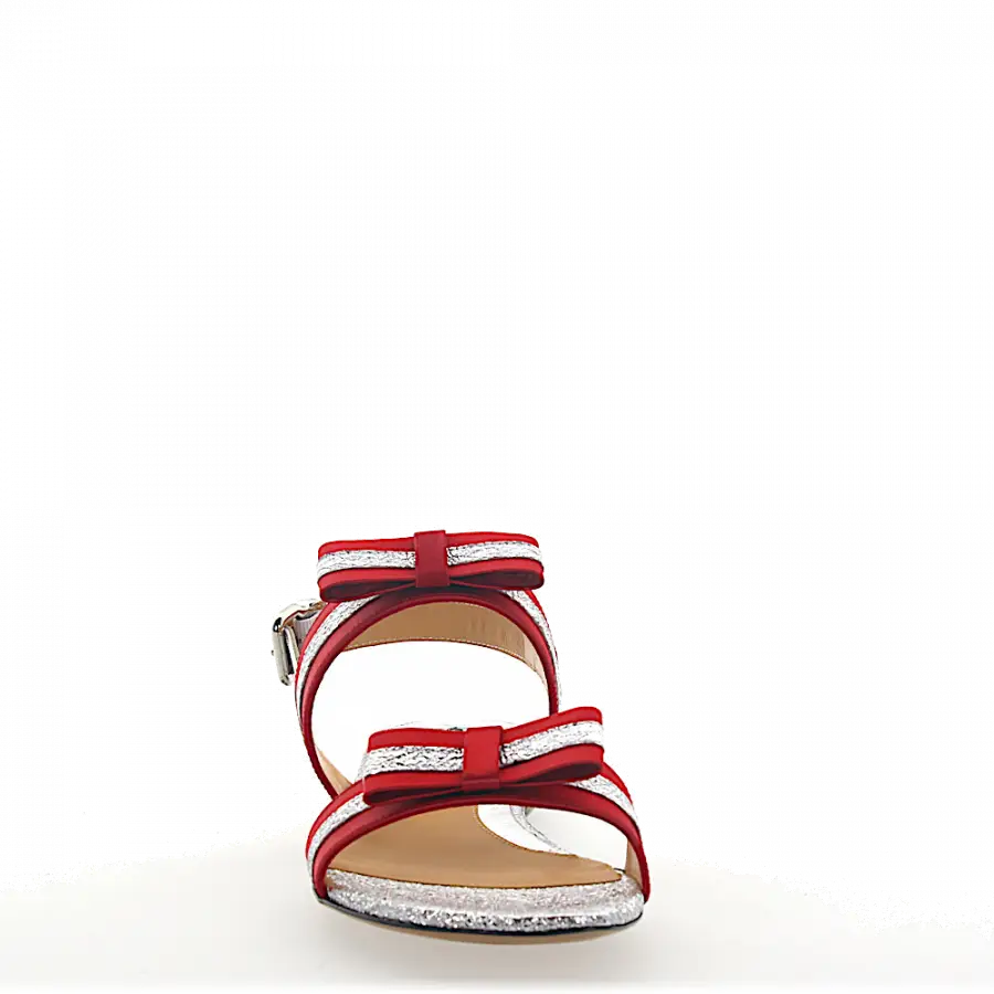 Truman's - Sandalen 8742 Glattleder Metallisch Schleife rot silber - rot