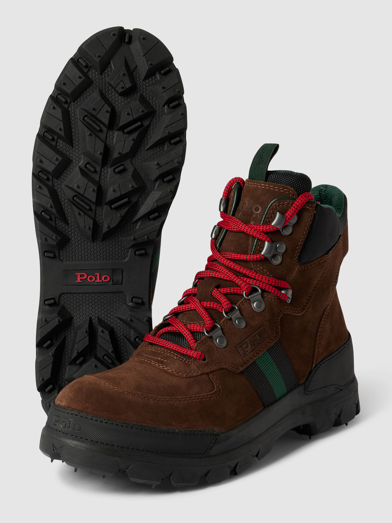 Schnürboots mit Kontraststreifen Modell 'OSLO' in dunkelbraun