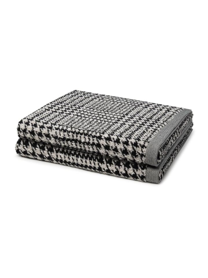 Möve 2 X Duschtuch - im Set Brooklyn Glencheck in Nature/Black günstig kaufen 80 x 150cm