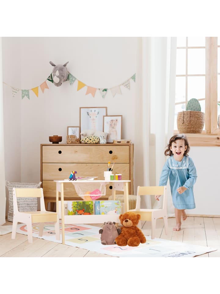relaxdays 3-tlg. Kindersitzgruppe in Weiß/ Beige günstig kaufen onesize