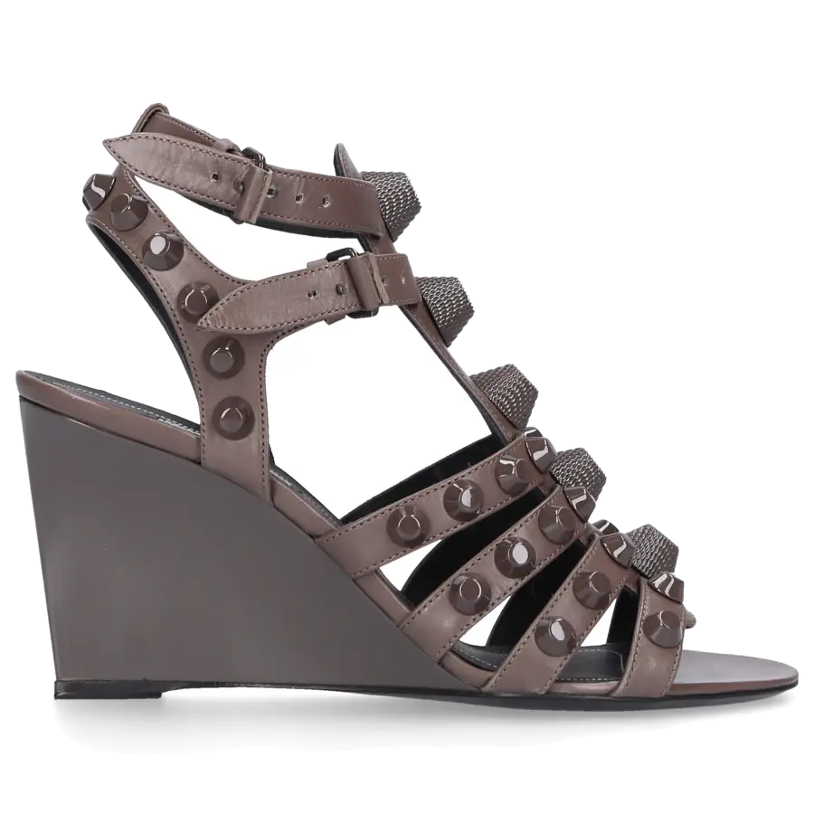 Balenciaga - Keilsandalen WADH0 Leder grau Designer-Nieten grau - grau