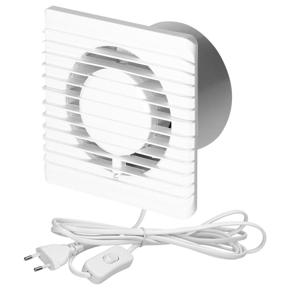 ADAKAT Wandventilator I Badlüfter 100mm I mit Netzkabel und Schalter