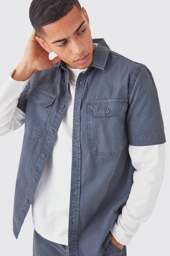 Kurzärmliges Twill Hemd