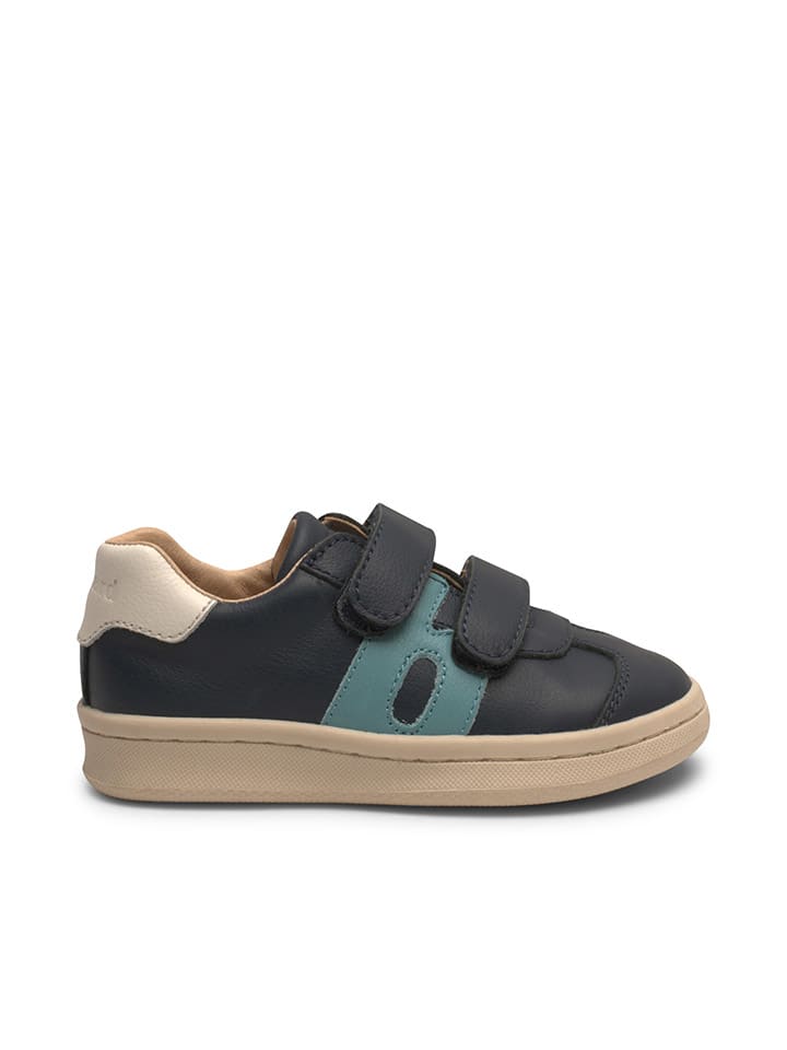 bisgaard Leder-Sneakers in Dunkelblau/ Beige/ Hellblau günstig kaufen