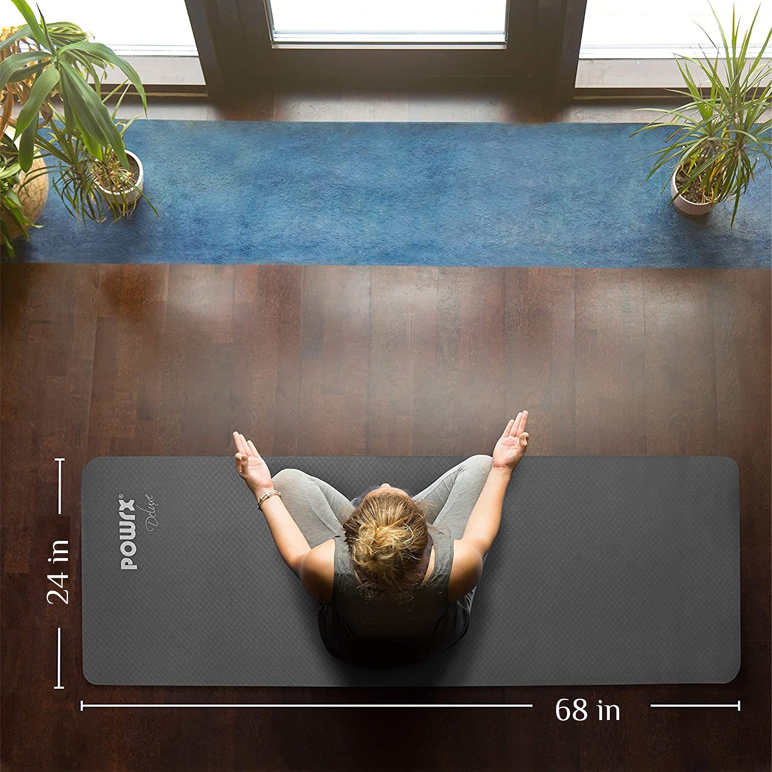POWRX Yogamatte Yogamatte Deluxe Grau 173x61x0,5cm, Cool Gray