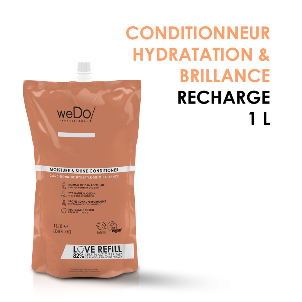 wedo Après-shampoing Vegan Hydratation et Brillance recharge cheveux normaux abîmés Après-shampooing vegan sans silicone sans colorants pour cheveux normaux abîmés